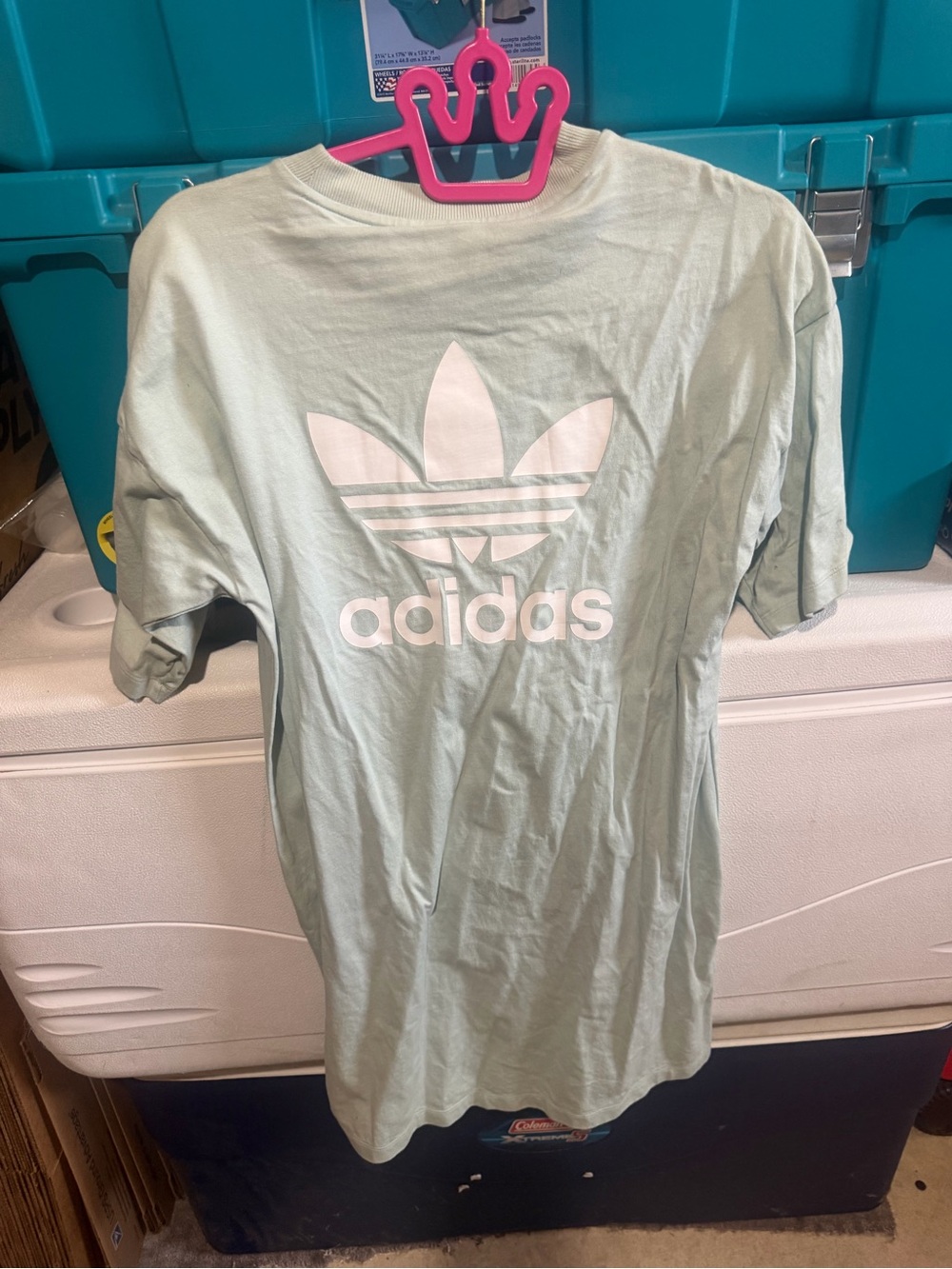 adidas Mint Green Trefoil Logo Short Sleeve Tee